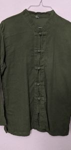 Olive Cotton Sheer Long Sleeve